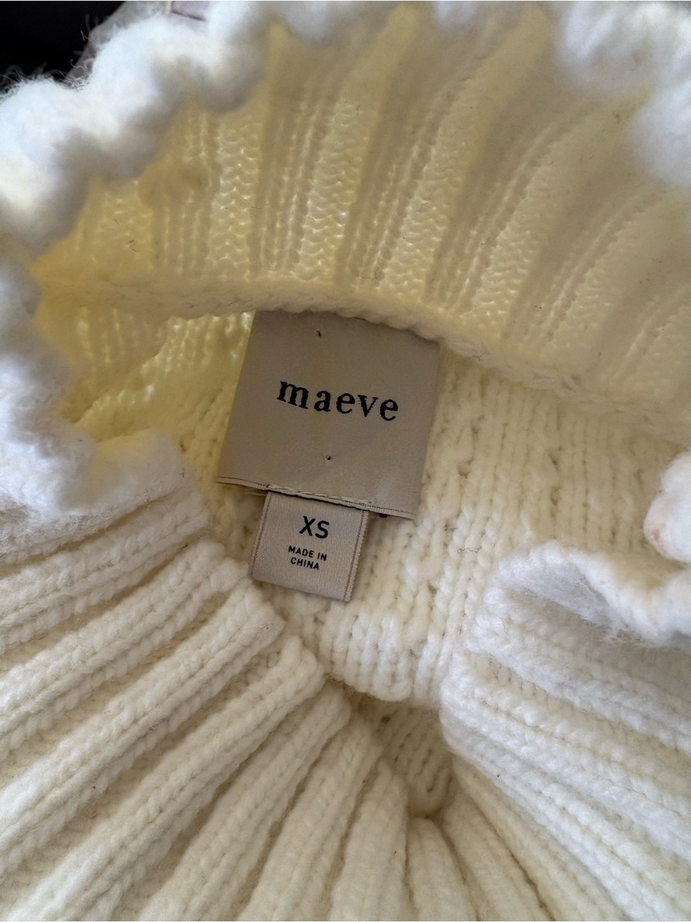 Anthropologie Maeve Callahan Cream Shag Loop Knit Cropped Mock Neck Sweater - Picture 4 of 7